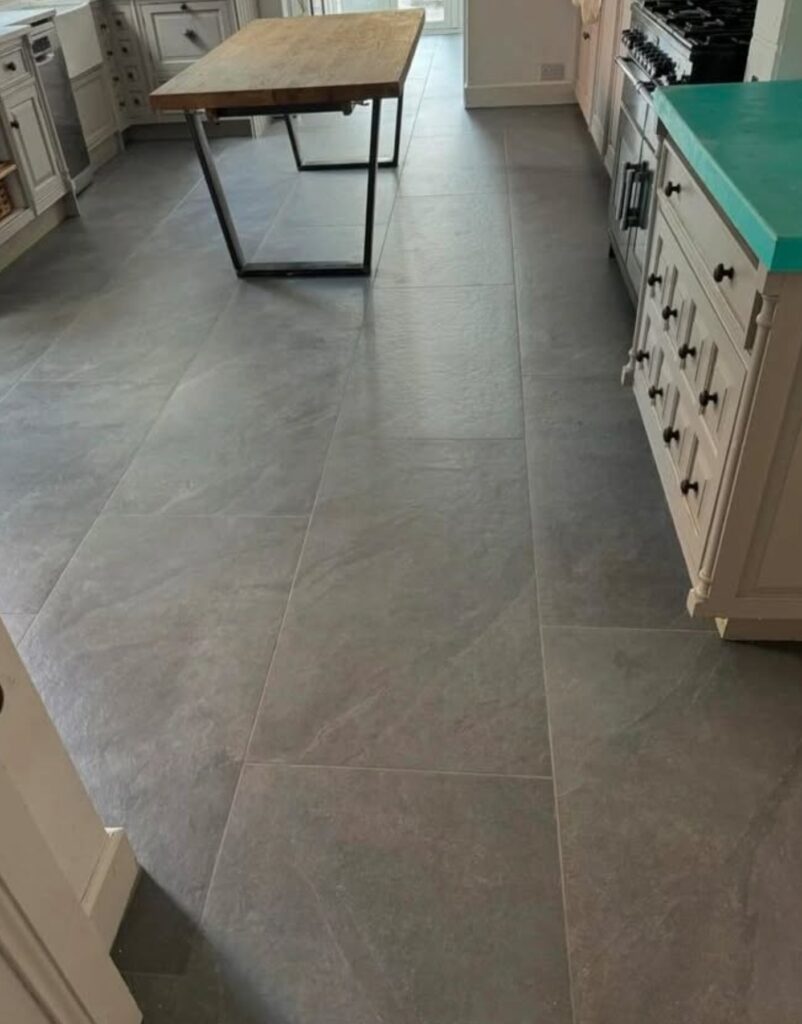long kitchen floor tiling